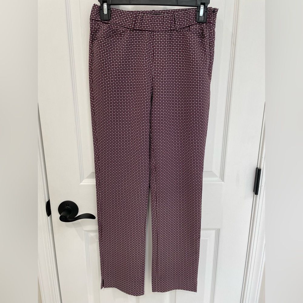 ZARA Trafaluc Elastic Waist Red White Patterned Skinny Pants Women’s Size S